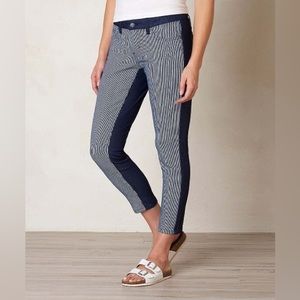NEW prAna Indigo Stripe Jett Organic Cotton Capri Pants Size 4 Railroad Stripes